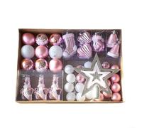 Juego de adornos de Navidad con 47 piezas distintivas, incluyendo colgantes de árbol y estrella diseñados para decoración de temporada en varios lugares (rosa)