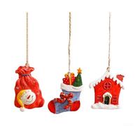 Juego de adornos navideños de resina de 3 piezas con diseños de muñeco de nieve y elementos navideños para decorar árboles y mejorar las celebraciones de temporada (combinado)