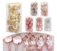 Juego de adornos para árbol de Navidad, 13 piezas de plástico estilo caramelo de menta, decoraciones colgantes para el hogar, decoración festiva (cono de pino)