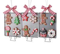 Juego de adornos para árbol de Navidad, adornos de pan de jengibre, bastones de caramelo, decoración para árbol de Navidad (3 bandejas para hornear pan de jengibre)