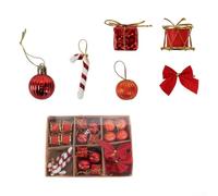 Juego de adornos para árbol de Navidad con bolas, bastones de caramelo, cajas, lazos y tambores, mini decoraciones colgantes de 2,3 a 7 cm para decoración festiva en árboles, coronas, guirnaldas (2)