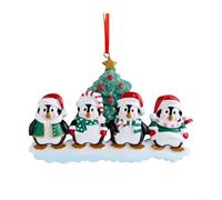 Juego de adornos para árbol de Navidad de la familia de pingüinos con acabado brillante de resina para decoración de Navidad, personalización de bricolaje disponible para grupos de 2 a 7 (familia de 4