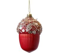 Juego de adornos para árbol de Navidad en color rojo perla con bolas temáticas de champán, formas de oso y tuerca, para decoraciones de plástico duraderas para exhibiciones festivas, diseño fácil de