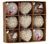 Juego de adornos para el día de San Valentín, bola de espuma, colgante de corazón, decoración para boda, recepción, aniversario, fiesta, configuración temática de San Valentín (color dorado, 8 cm)