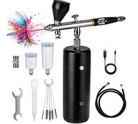 Juego de Aerógrafo con Compresor, Mini kit de Cepillo de Aire Recargable Inalámbrico de Mano para Pintura, Tatuaje, Arte de Uñas, Moda, Maquillaje, Decoración de Pasteles, Peluquería