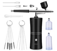 Juego de Aerógrafo Inalámbrico, Kit Aerografo con Compresor, Pistola de Aerografo Portátil, Kit de Aerógrafo de Mano Recargable, Aerografo Kit para Maquillaje, Pintura, Uñas, Arte (Negro)