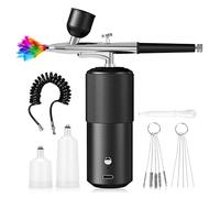 Juego De Aerógrafo, Kit De Aerógrafo, Mini Aerógrafo Set, Portátil Con Compresor Aerógrafo Recargable Para Uñas, Pintura De Modelos, Pasteles, Maquillaje Tatuajes Y Pintura Facial (Nnegro)