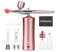 Juego De Aerógrafo, Kit De Aerógrafo, Mini Aerógrafo Set, Portátil Con Compresor Aerógrafo Recargable Para Uñas, Pintura De Modelos, Pasteles, Maquillaje Tatuajes Y Pintura Facial (Rosa)