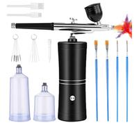 Juego de aerógrafo, pistola pulverizadora portátil con compresor, compresor de aerógrafo, juego de pistola pulverizadora para decoración de uñas, decoración de pasteles, arte, maquillaje, manualidades