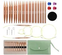 Juego de Agujas Circulares Intercambiables, 13 Pares de Agujas de Tejer Intercambiables de Aluminio con 4 Cables, Funda y Accesorios, Kit de Aguja de Punto Circular para Tejer Artesanías