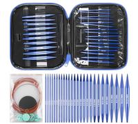 Juego de agujas circulares intercambiables, con bolsa de almacenamiento, agujas de tejer de 3,0 a 10,0 mm (4 longitudes ajustable), agujas circulares intercambiables de aluminio, para tejer a mano
