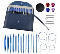 Juego de Agujas Circulares Intercambiables de Aluminio (13 Pares 3-10mm + 4 Cables Giratorios 40/60/80/100cm + Estuche de Almacenamiento) Agujas de Tejer para Regalo Amantes de Tejer Principiantes