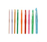 Juego de agujas de ganchillo, 9 piezas, asas ergonómicas coloridas, perfectas para principiantes, tejer a mano, proyectos de bricolaje, varios tamaños