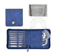 Juego de agujas de tejer circulares intercambiables con estuche y accesorios, agujas de tejer cuadradas cortas de aluminio, 3,5 mm-8,0 mm