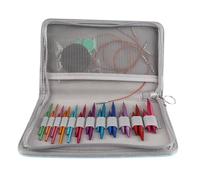 Juego de agujas de tejer circulares intercambiables de 3 a 8 mm, set de agujas circulares de aluminio con bolsa de almacenamiento, tamaños y colores surtidos para suéteres, gorros