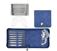 Juego de agujas de tejer cuadradas cortas de 3,5 a 8,0 mm, circulares intercambiables con estuche y accesorios para tejer