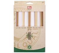 Juego de agujas de tejer de doble punta Prym Bamboo de 2,5-4,5 mm, color natural, 25 unidades