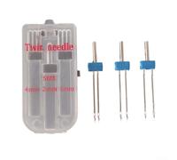 Juego de agujas dobles de 2 mm, 3 mm y 4 mm para máquina de coser, kit de doble aguja de acero inoxidable para costuras decorativas en tejidos, algodón, seda, vástago 90/14 compatible con Janome