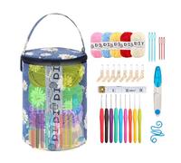 Juego de agujas ergonómicas, kit de agujas de ganchillo grandes, kit porta hilos para ganchillo, bolsa de ganchillo | Asas ergonómicas Agujas de tejer Organizador para guardar hilos de