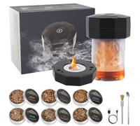 Juego de ahumador de whisky eléctrico, USB-C recargable, sin llama, kit con 6 chips de madera, juego de ahumador de whisky antiguo, regalo para hombres, padres