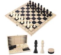 Juego de Ajedrez 3 en 1, Ajedrez, Damas y Backgammon en Estuche, Juego de Ajedrez Plegable para Viajes, Ideal para Niños y Adultos (29 * 29 cm)