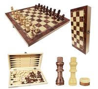 Juego De Ajedrez 3 En 1 de Madera,Ajedrez de Madera Damas Backgammon, Plegable Portátil Tablero Ajedrez, Chess Board para Niños Adulto Fiesta Viaje