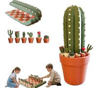 Juego De Ajedrez Cactichess - Tablero De Ajedrez con Cactus,Piezas De Ajedrez Enrollables con Cactus,Juego De Mesa Botánico Portátil, Fun Chessboard Table Ornaments for Plant Lovers-a