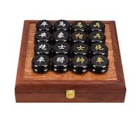 Juego de ajedrez Chino de Jade, Juego de Viaje portátil Xiangqi con Caja de Madera y Tablero de ajedrez de Cuero for Juegos de Mesa de Estrategia for 2 Jugadores