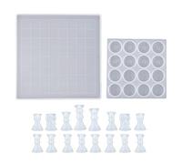 Juego de ajedrez con tablero de damas, molde de resina de silicona, tamaño completo, molde de fundición epoxi de cristal 3D para manualidades, piezas de silicona para resina