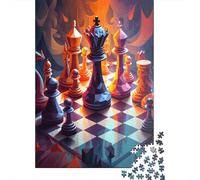 Juego de ajedrez de 1000 Piezas, Rompecabezas Cuadrados creativos de neón para Adultos y Rompecabezas de Madera, Juego desafiante de 1000 Piezas (75x50cm)