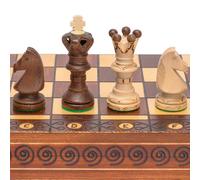 Juego de Ajedrez de Madera Husaria European International, Ambassador - 55 centímetros - Juego de Ajedrez de Gran Tamaño con Piezas de Ajedrez Hechas a Mano y Tablero Plegable de Fieltro