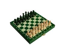 Juego de ajedrez de madera mini, tablero verde, ajedrez escolar plegable, compacto y fácil de transportar