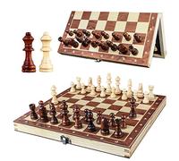 Juego de ajedrez de Madera para Adultos, OOCOME Tablero de ajedrez portátil Juego de Tablero de ajedrez magnético Plegable para niños Principiantes Viajes