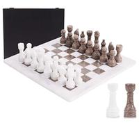 Juego de ajedrez de mármol 38 cm, Hecho a Mano en ónix Verde y Verona, con 34 Piezas y Caja. Juego de Viaje de Lujo para Adultos, Regalo Elegante y Decorativo (White & Oceanic)