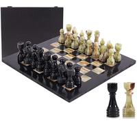 Juego de ajedrez de mármol de 15 pulgadas, juego de ajedrez hecho a mano, 1 tablero de ajedrez y 32 piezas de ajedrez, juegos de 2 jugadores para adultos, juego de ajedrez