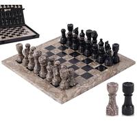 Juego de ajedrez de mármol de 30 cm, Hecho a Mano con 32 Piezas, 2 Reinas Extra y Caja. Juego de Viaje de Lujo y Elegante Regalo para Adultos y decoración del hogar (Oceanic & Black)