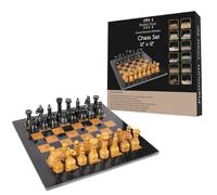 Juego de ajedrez de mármol de lujo de 12 pulgadas, tableros de ajedrez para adultos, juegos de ajedrez clásicos para adultos con tablero de piedra hecho a mano y piezas de ajedrez de mármol, ideal