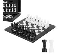 Juego de ajedrez de mármol para adultos, juego de mesa hecho a mano en blanco y negro con 32 piezas de ajedrez, 2 reinas adicionales y caja de almacenamiento, juego de viaje de lujo, regalo elegante