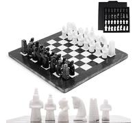 Juego de ajedrez de mármol Radicaln con Caja de Almacenamiento, 15 Pulgadas, Blanco y Negro, Antiguo, Hecho a Mano. Incluye 1 Tablero y 32 Piezas. Juegos de ajedrez para Adultos.