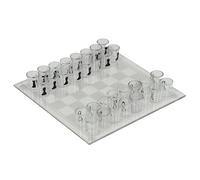 Juego de ajedrez de Vasos de chupito Transparentes, Tablero de ajedrez de Vidrio de 25 x 25 cm con 32 Piezas de, Juego de para chupitos, Juegos de Divertidos para Adultos