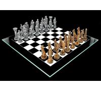 Juego de ajedrez egipcios vs. Romanos Plata Oro - Juego de ajedrez de cristal de tablero de ajedrez figuras de historia antigua, FS25858