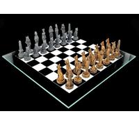 Juego de ajedrez Egipto oro vs. negro - Juego de ajedrez de cristal con tablero de ajedrez, figuras antiguas de faraones