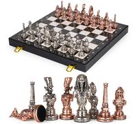 Juego de ajedrez grande de metal egipcio para adultos con tablero de ajedrez plegable de viaje de 15 pulgadas, piezas de ajedrez de metal con peso, lujosos juegos de ajedrez para coleccionistas, juego