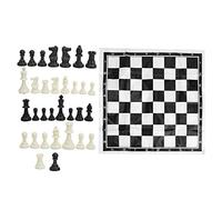 Juego de ajedrez Internacional 32 Piezas de ajedrez Completo de plástico portátil Plegable Juego de ajedrez para niños Adultos Viajes a casa Escuela Negro Blanco 39,5 x 39,5 cm