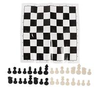 Juego de ajedrez Juego de ajedrez de plástico estándar Internacional con Tablero de ajedrez Viaje portátil Acampar al Aire Fiesta Familiar Entretenimiento Plástico PS 32 Piezas (Negro Blanco)