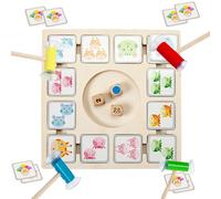 Juego de ajedrez, juego de ajedrez, rollo y juego de mesa,Tablero de madera a juego | Actividades educativas con 96 tarjetas 3 dados 4 palitos de succión, juguete preescolar para niños de más de 4 año