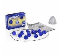 Juego de ajedrez magnético con Cuerda y 20 Piedras magnéticas. Juego de Mesa de Entrenamiento de lógica for niños, Ideal for Fiestas Familiares, Camping y Navidad.(Blue B)