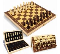 Juego de ajedrez magnético de madera, 29 x 29 cm, juego de ajedrez de madera, juego de ajedrez magnético, backgammon, juego de ajedrez, madera de alta calidad, plegable para adultos, fiestas, viajes
