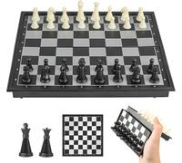 Juego de ajedrez magnético, plegable, ajedrez de viaje, pequeño, juego de ajedrez para niños y adultos, blanco y negro 20 x 20 cm, mini ajedrez para fiestas familiares, viajes