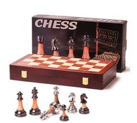 Juego de ajedrez - Tablero de ajedrez de madera - Juego de estrategia táctica tradicional para niños/niños/adultos (45 cm)